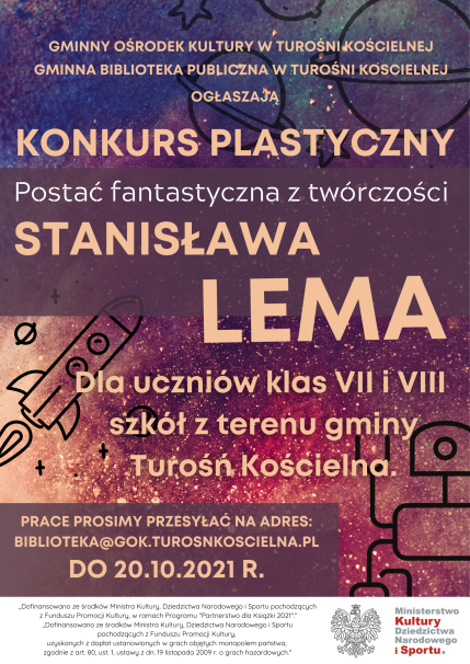 Plakat informujący o konkursie plastycznym Postać fantastyczna z twórczości Stanisława Lema.png
